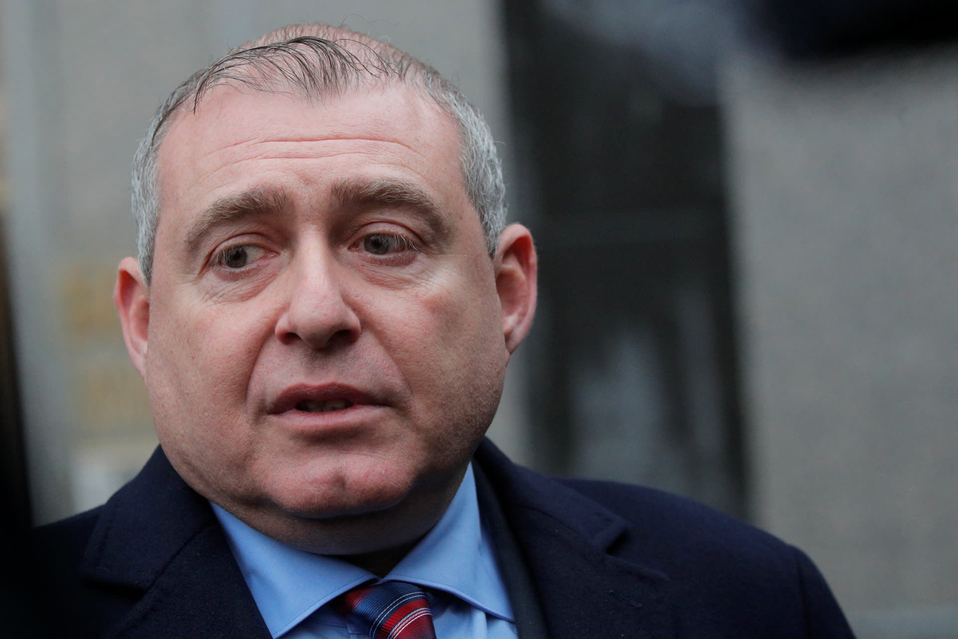 Lev Parnas leaving a bail hearing at Manhattan federal court, December 2019